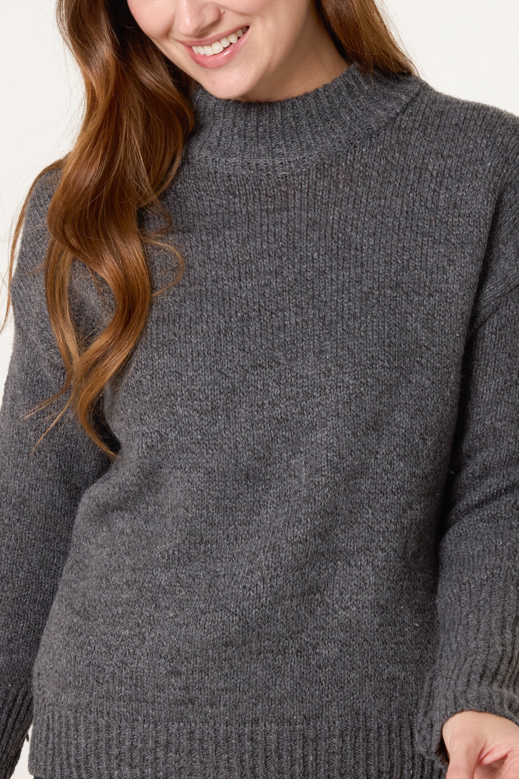 High Crew Neck Knit Jumper