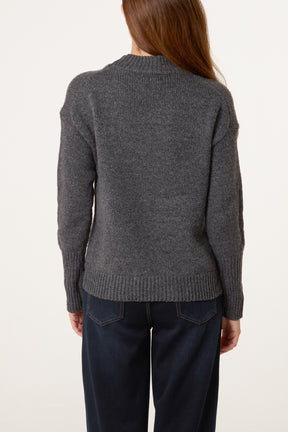 High Crew Neck Knit Jumper