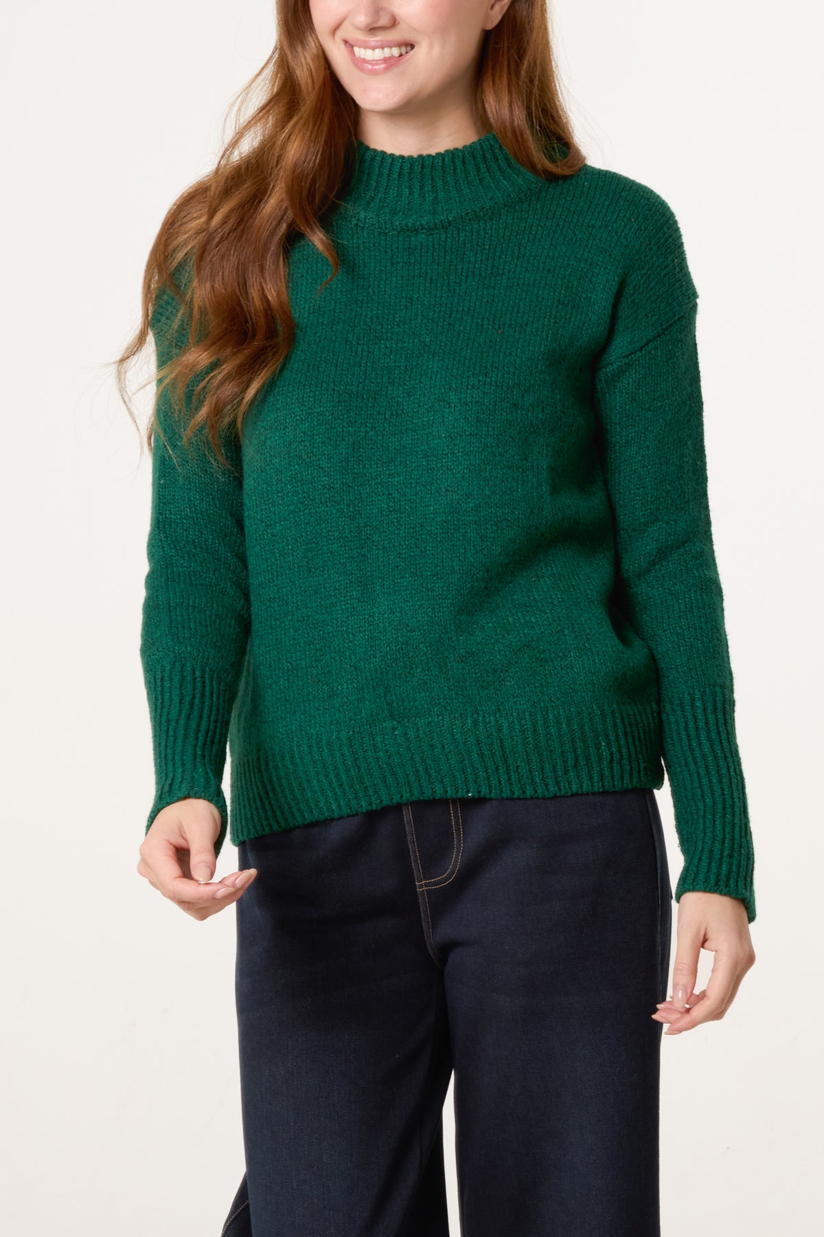 High Crew Neck Knit Jumper