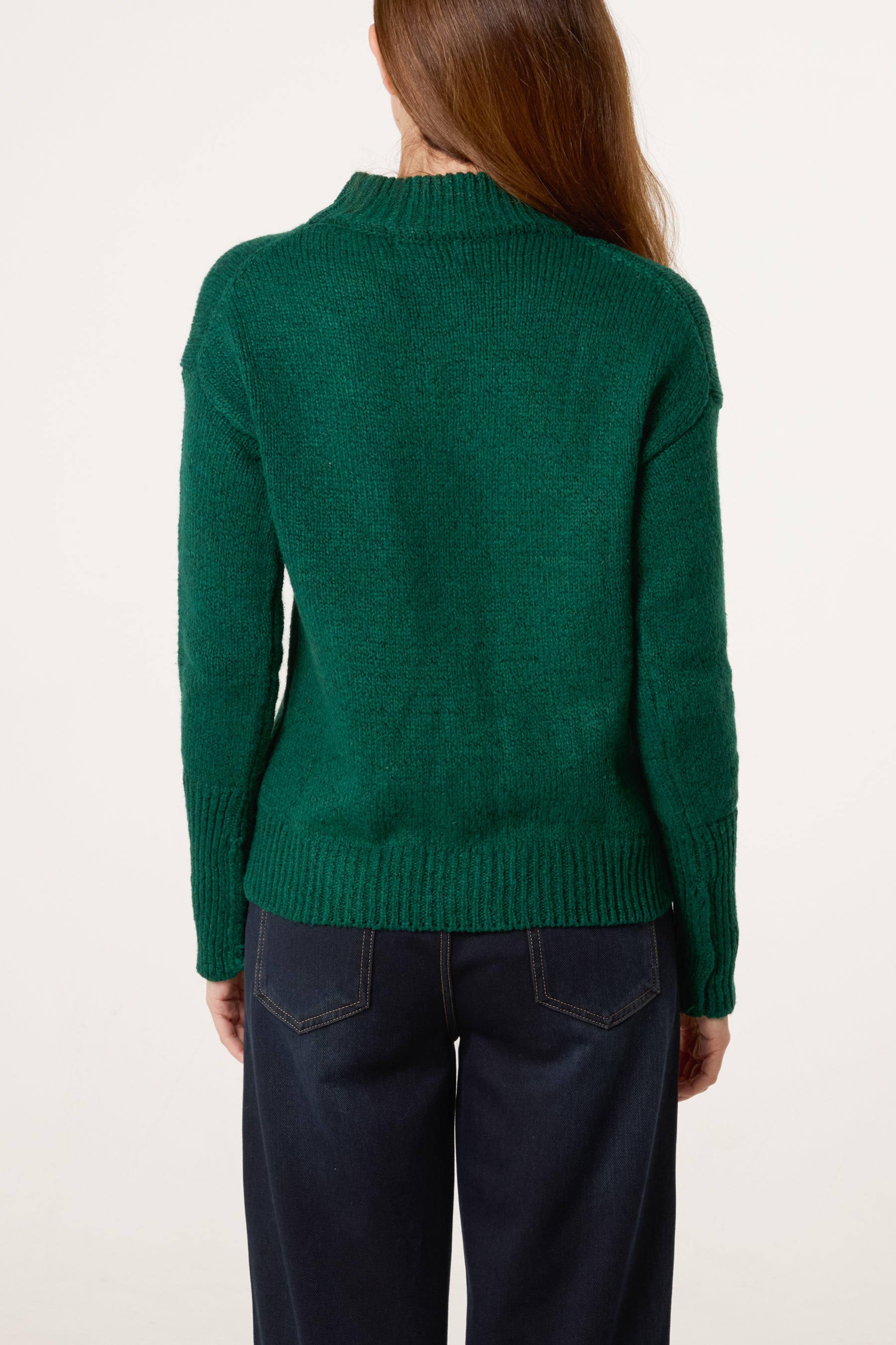 High Crew Neck Knit Jumper