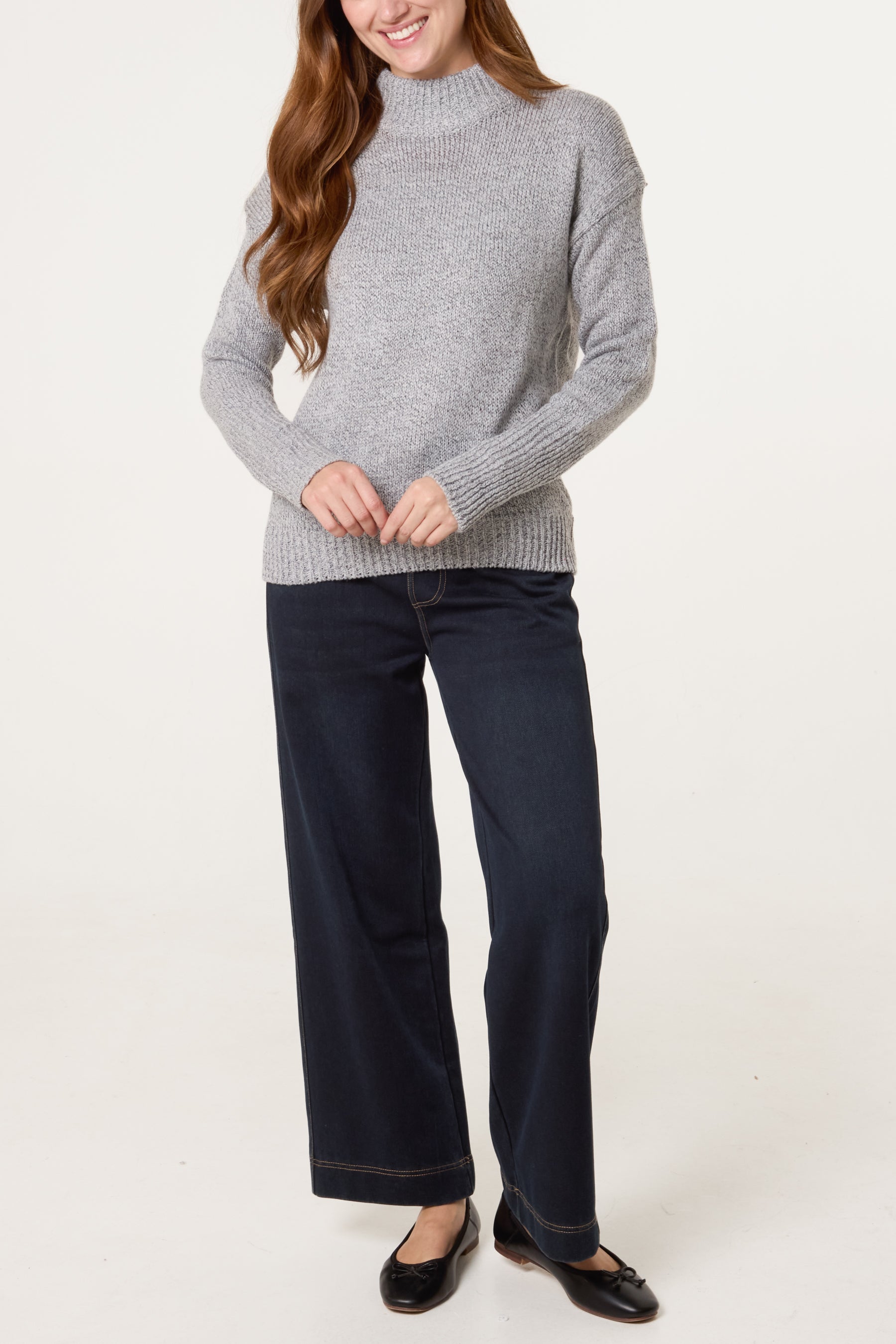 High Crew Neck Knit Jumper