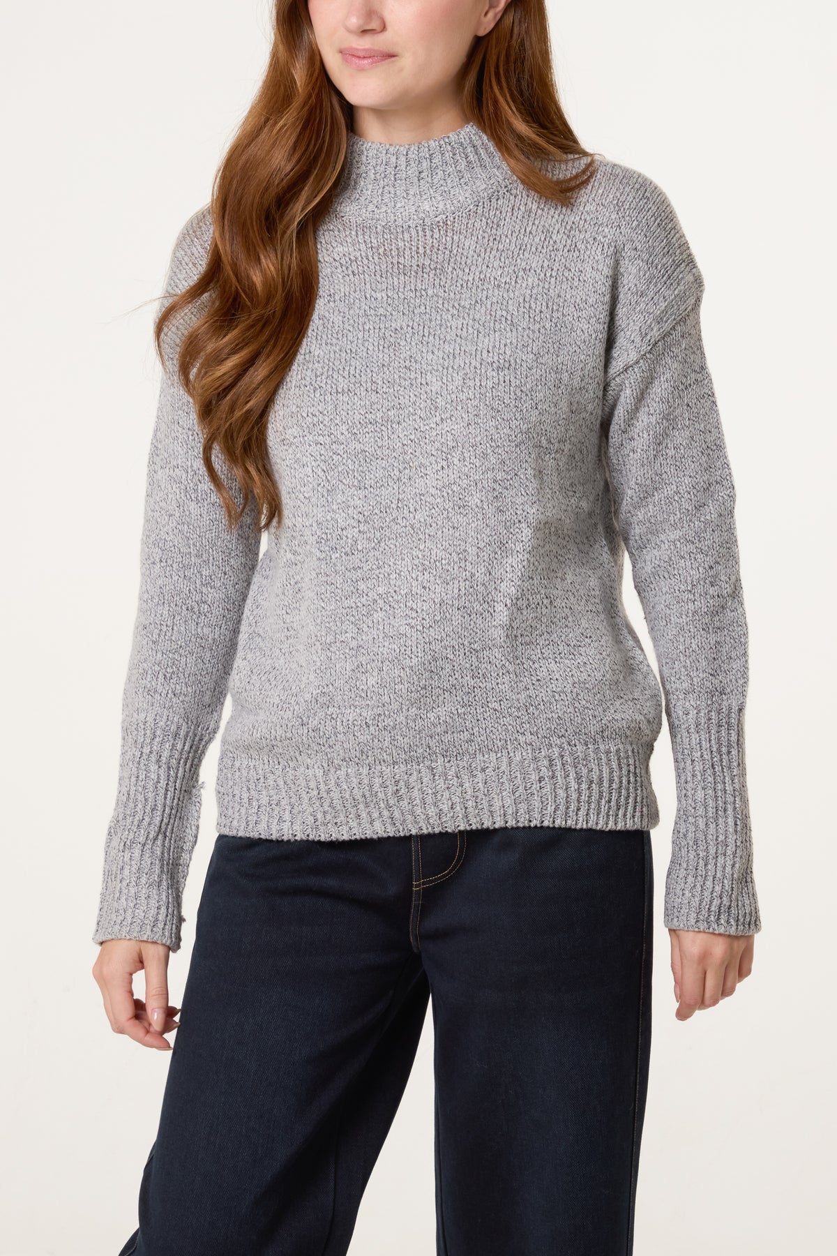 High Crew Neck Knit Jumper