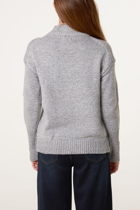 High Crew Neck Knit Jumper