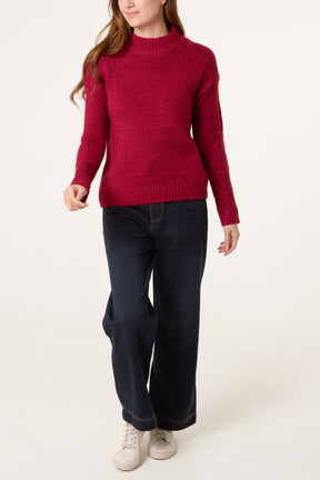 High Crew Neck Knit Jumper