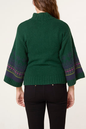 Nordic Sleeve Zip Up Cardigan