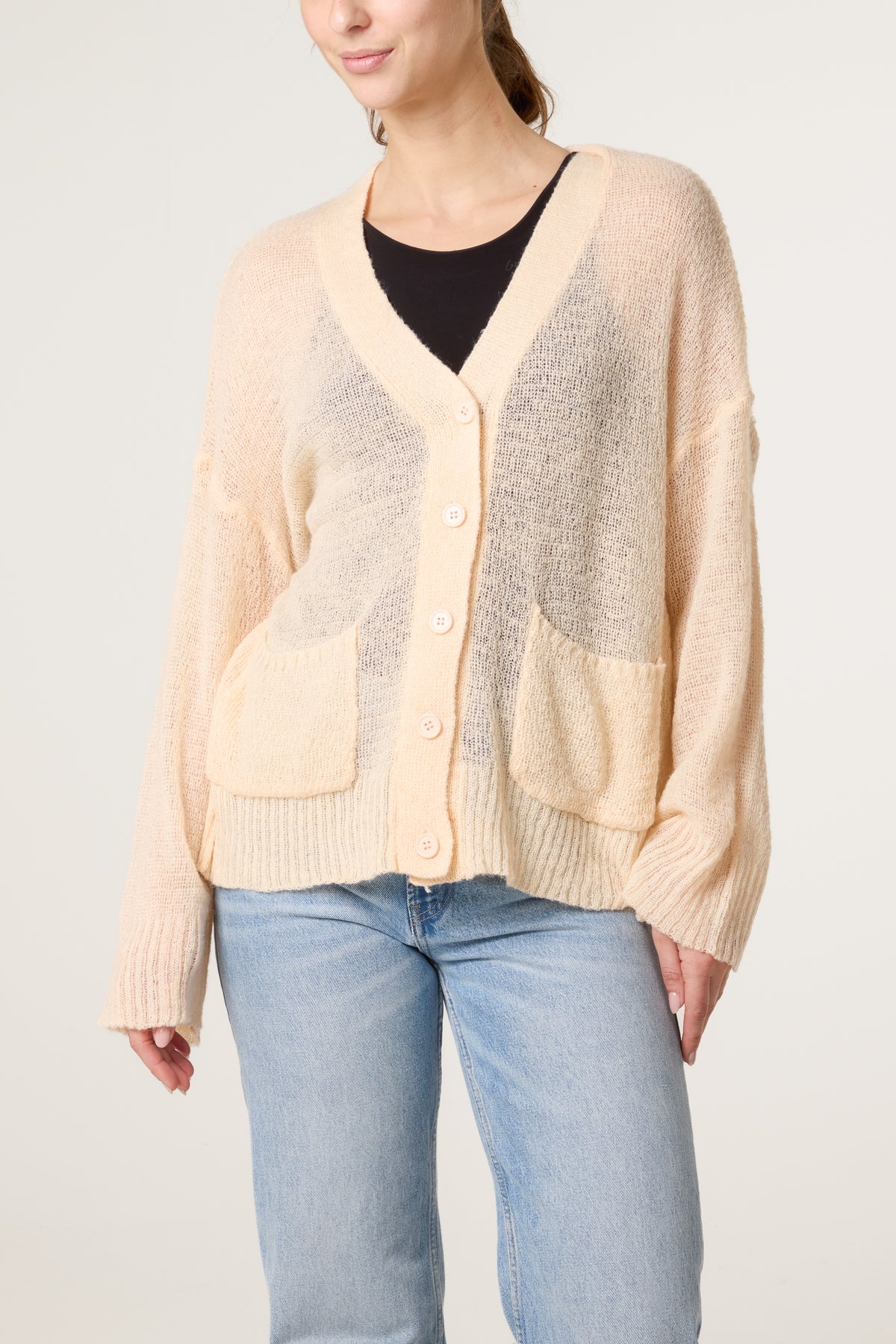 Fine Knit Button Cardigan