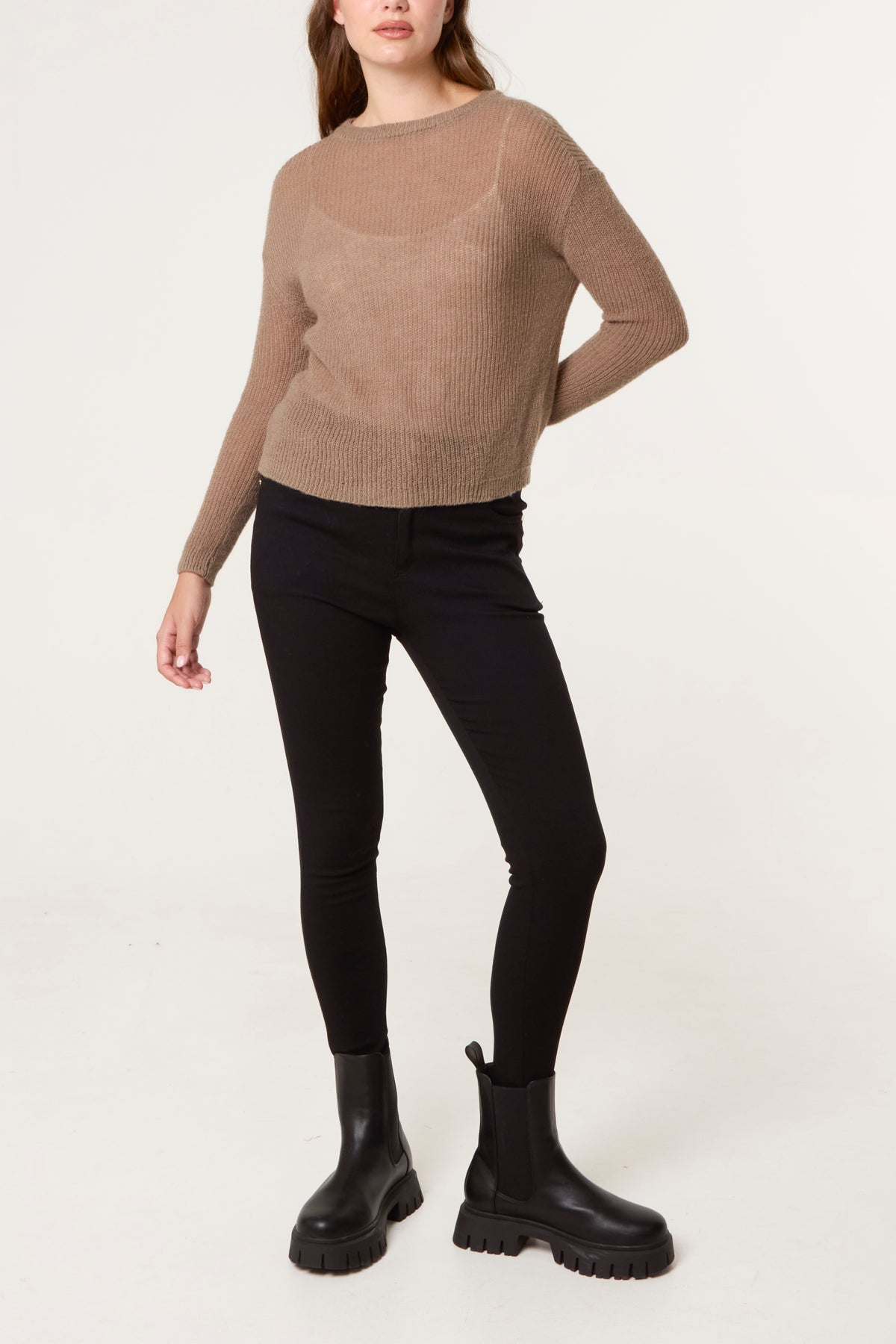Ribbed Round Neck Jumper