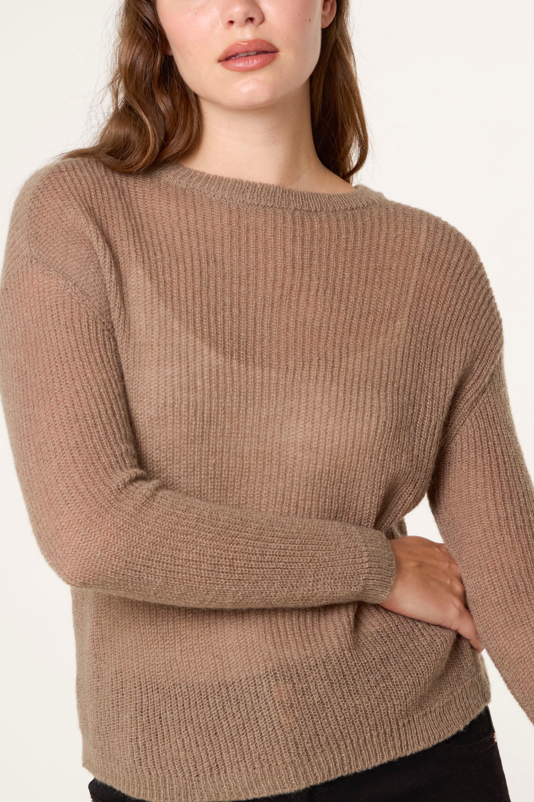Ribbed Round Neck Jumper