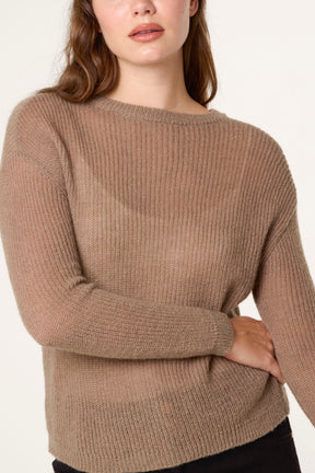Ribbed Round Neck Jumper