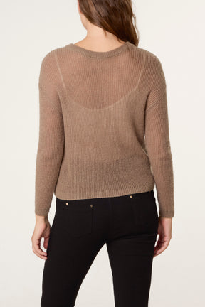 Ribbed Round Neck Jumper