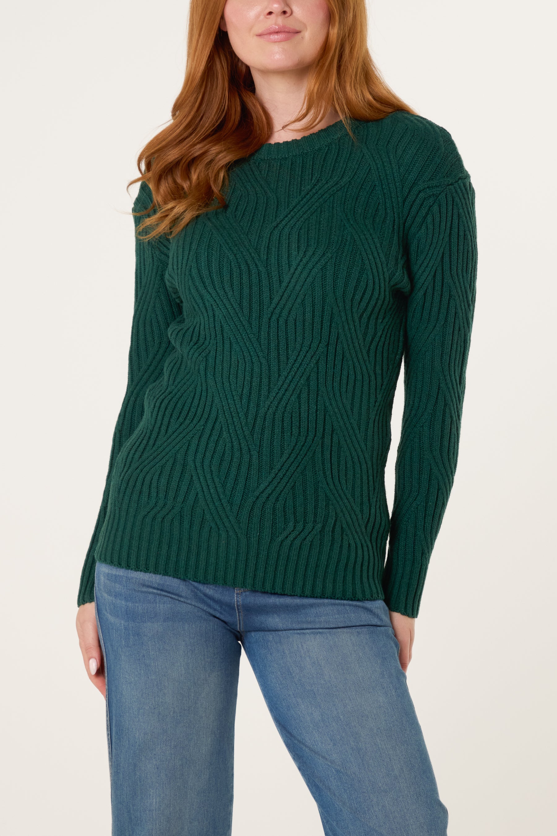 Cable Knit Round Neck Jumper