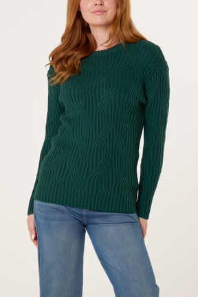 Cable Knit Round Neck Jumper