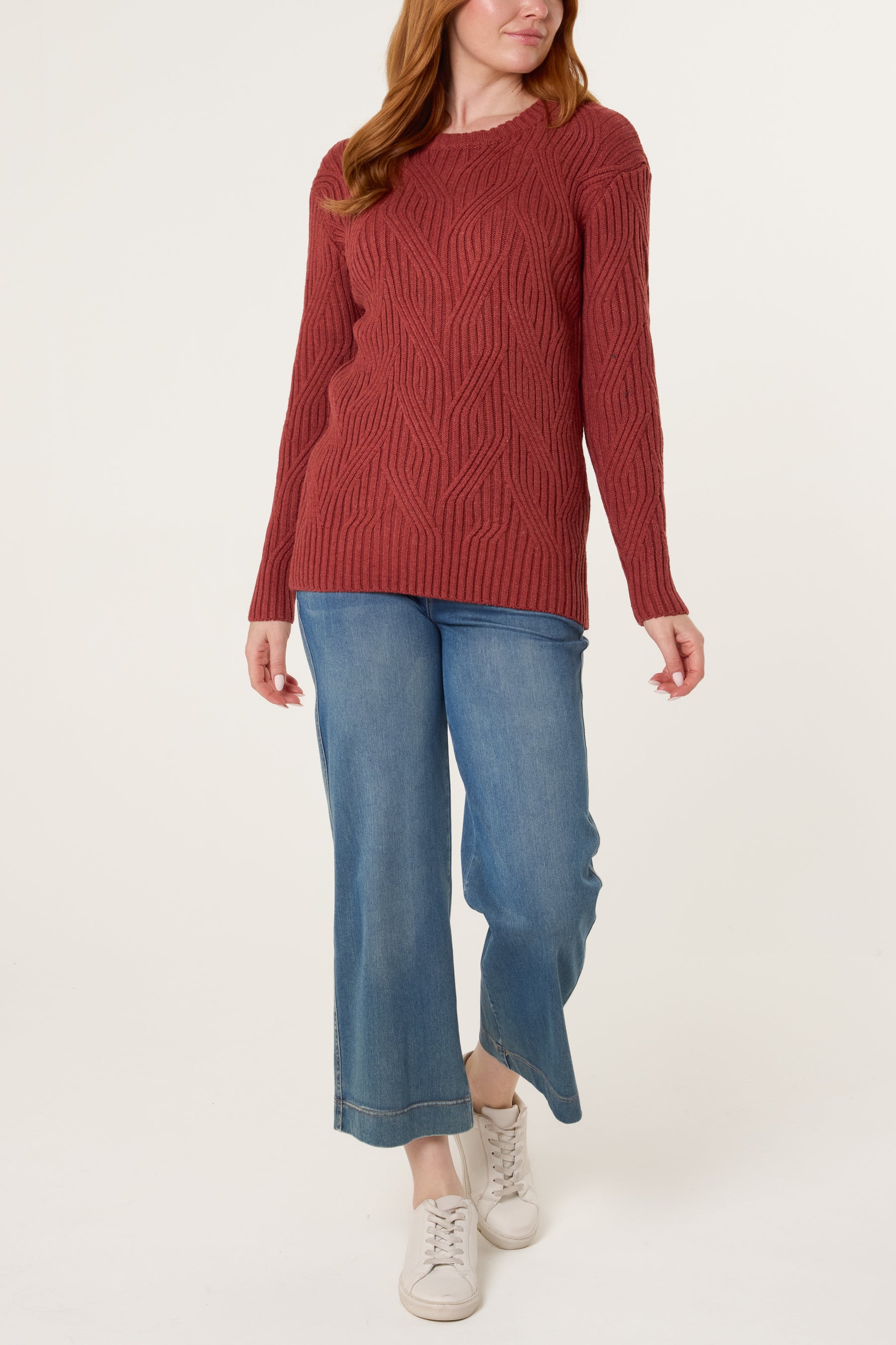 Cable Knit Round Neck Jumper