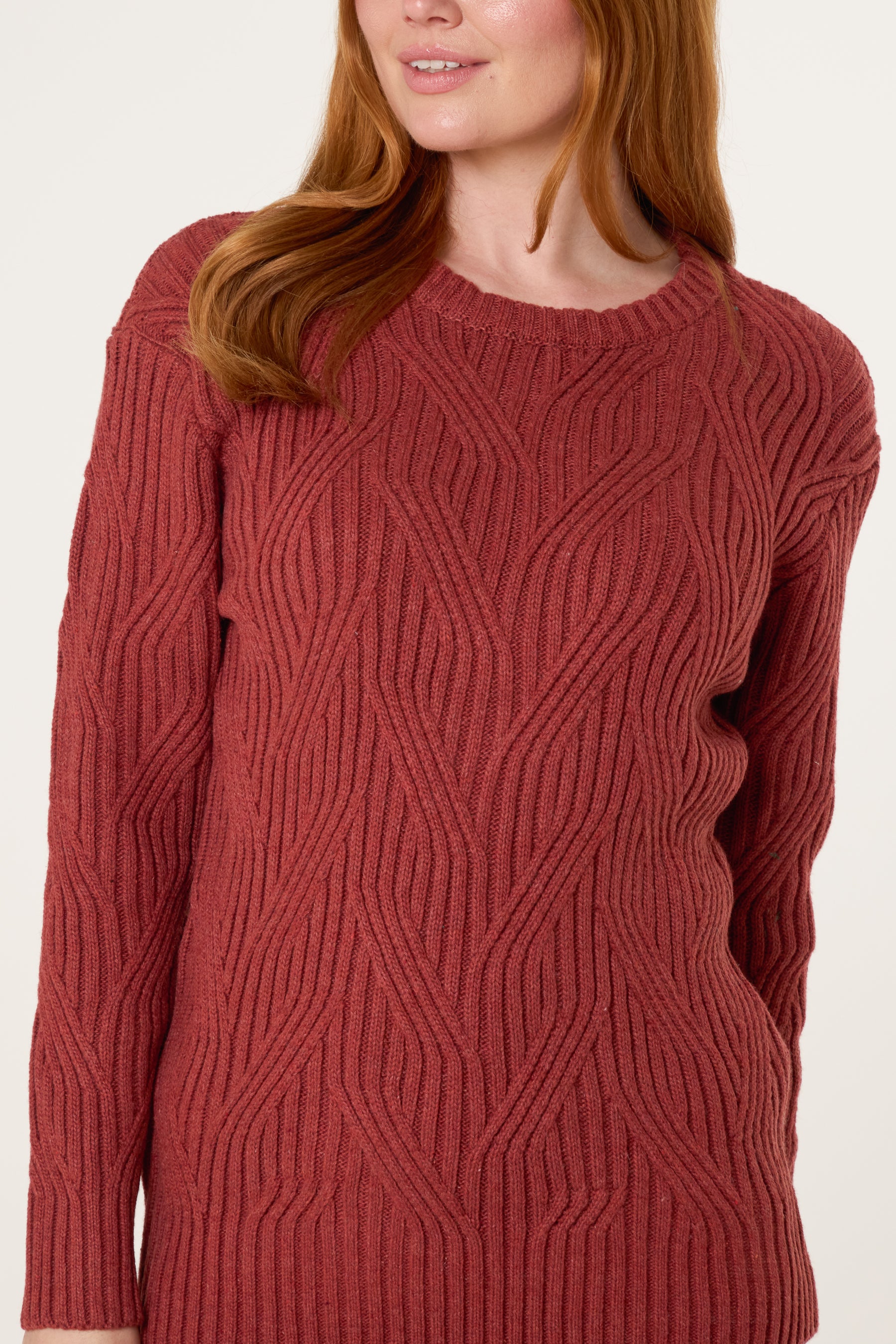 Cable Knit Round Neck Jumper