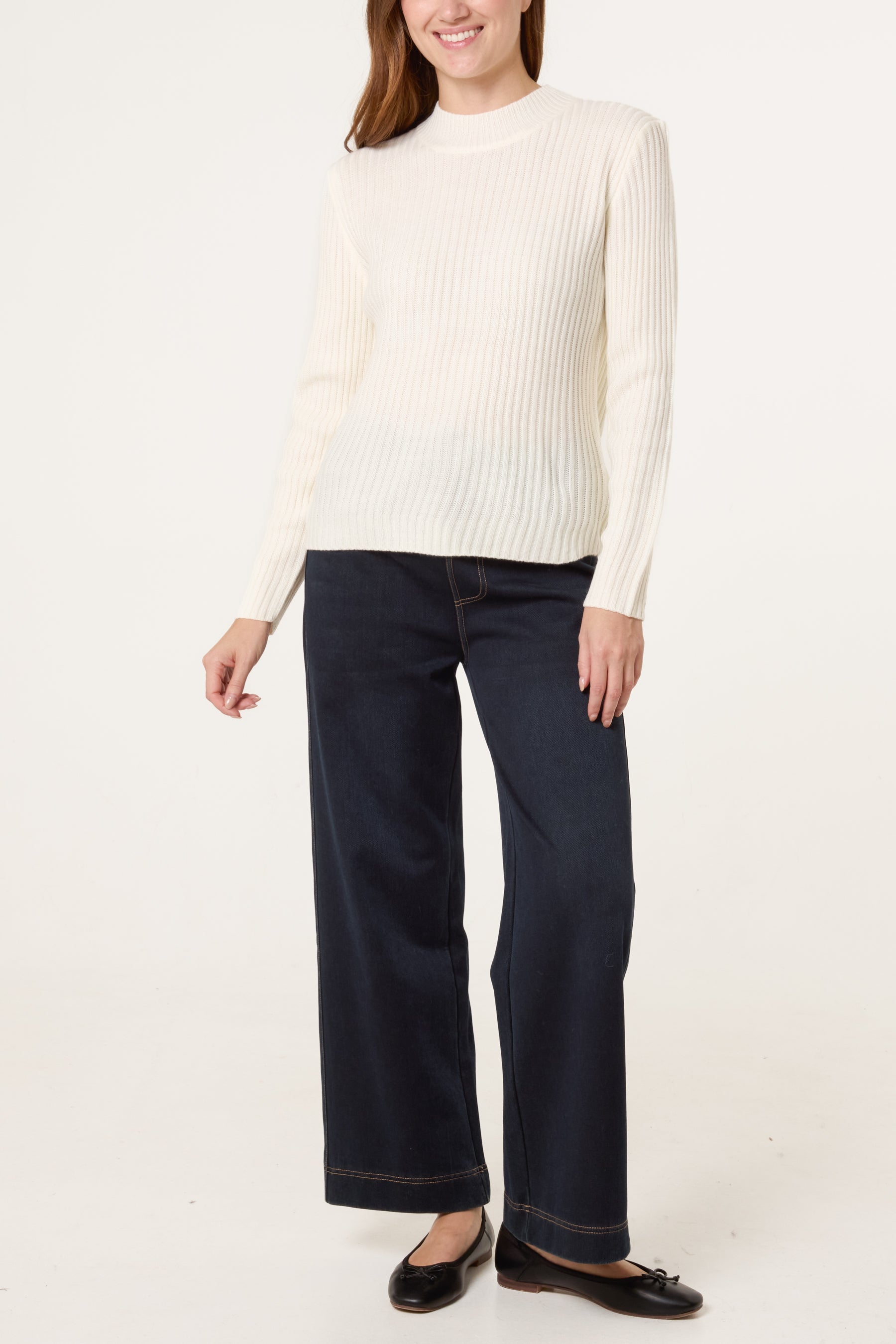 Ribbed High Neck Jumper