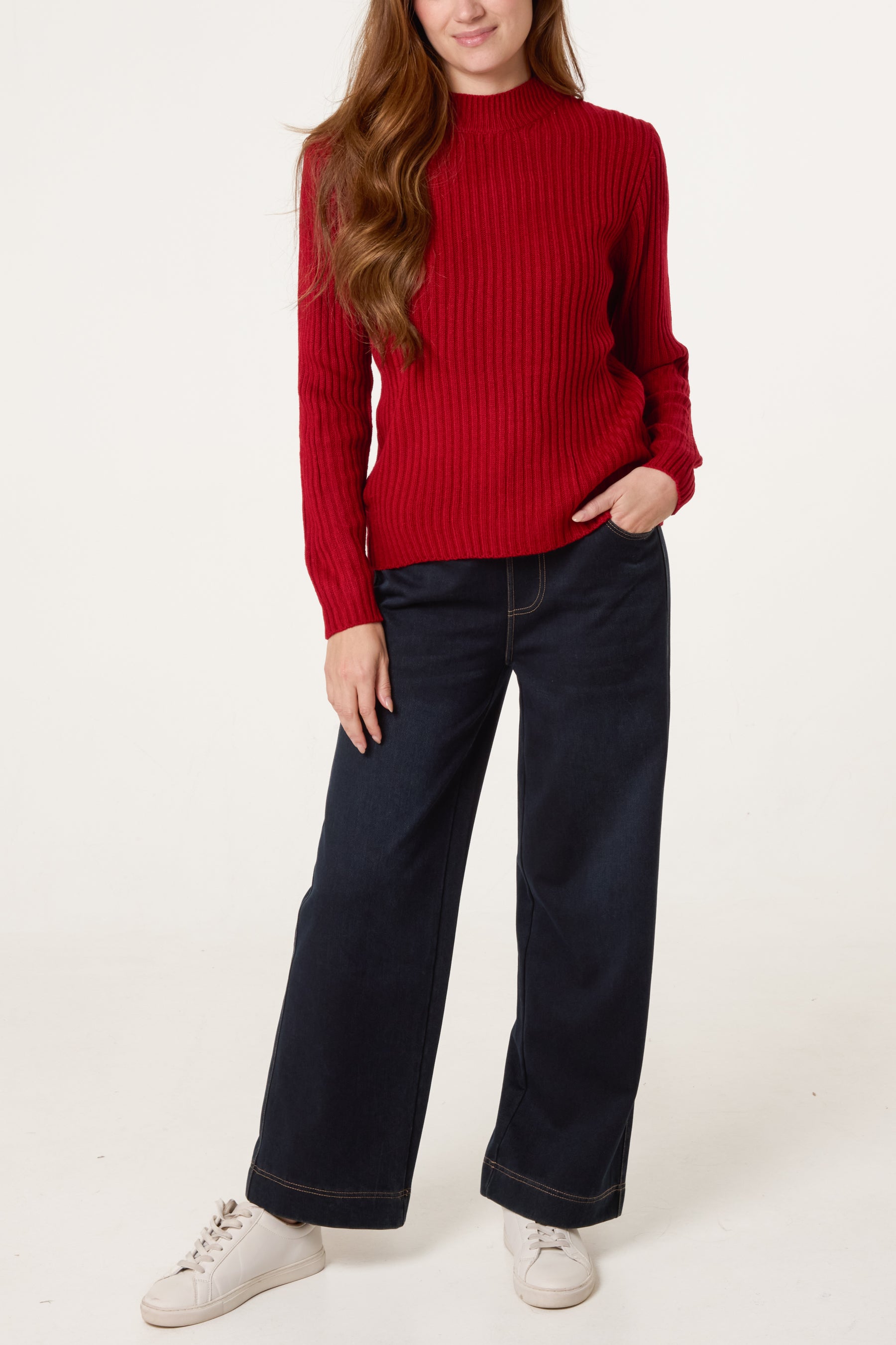 Ribbed High Neck Jumper