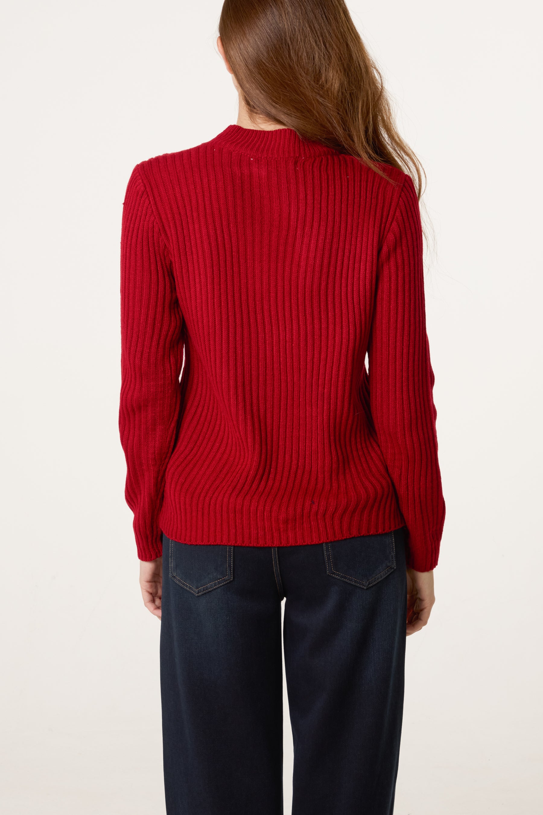 Ribbed High Neck Jumper