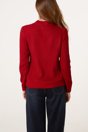 Ribbed High Neck Jumper