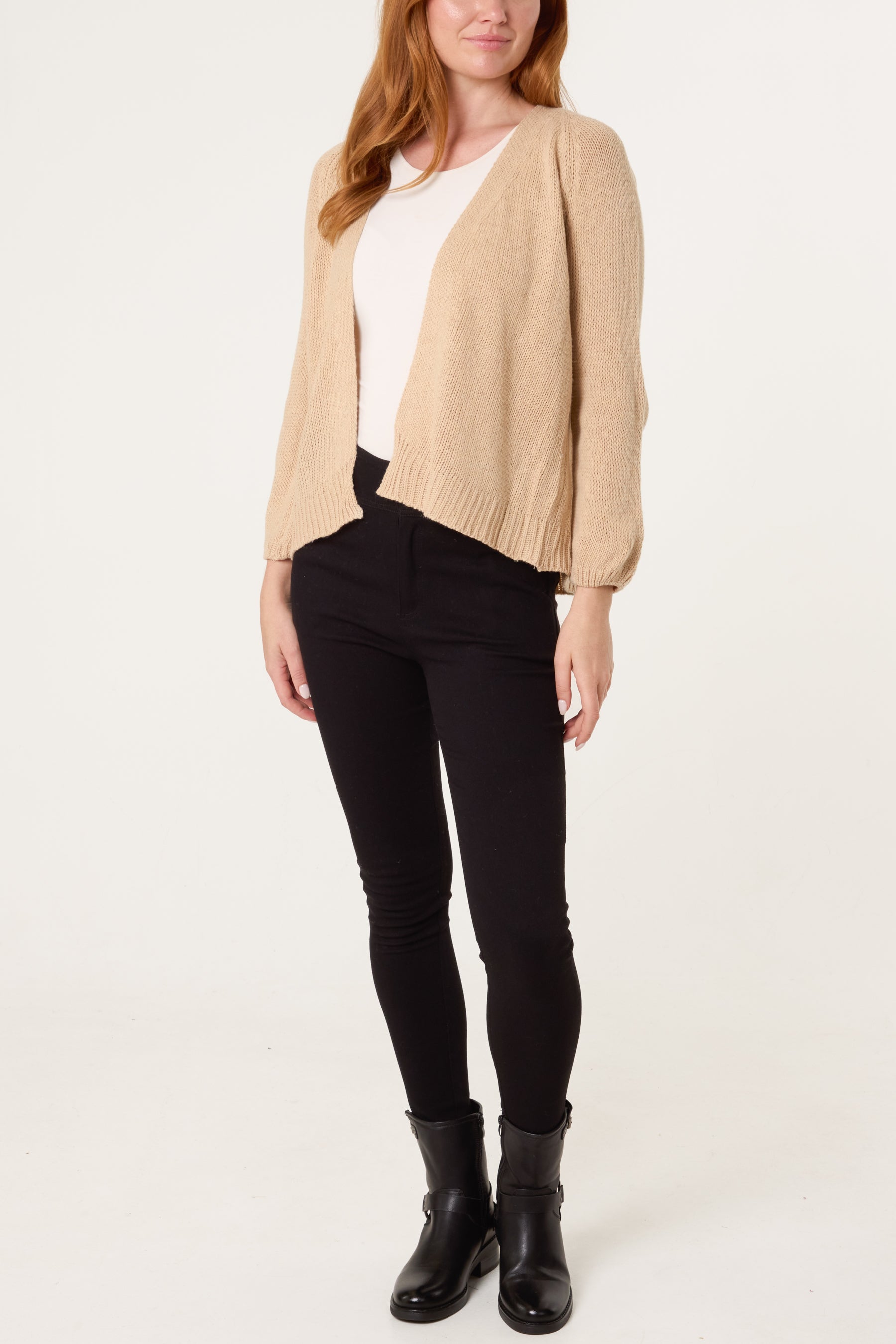 Ribbed Edge Open Knit Cardigan