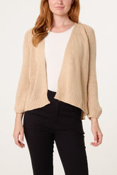 Ribbed Edge Open Knit Cardigan