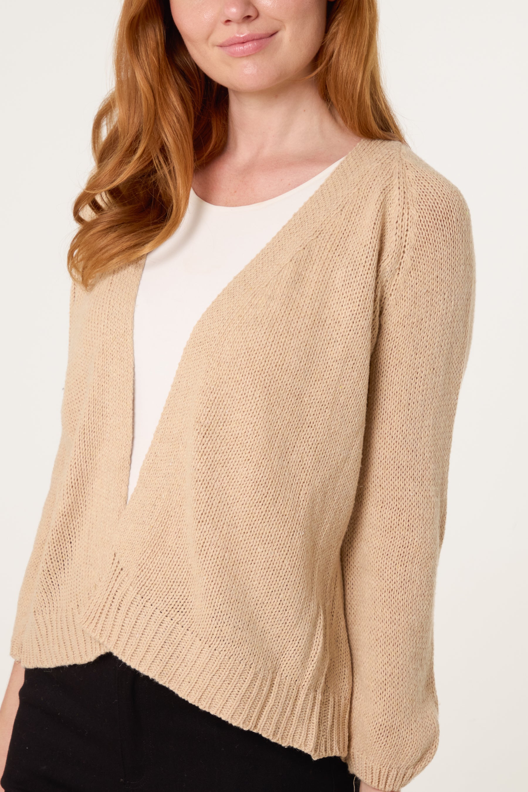 Ribbed Edge Open Knit Cardigan