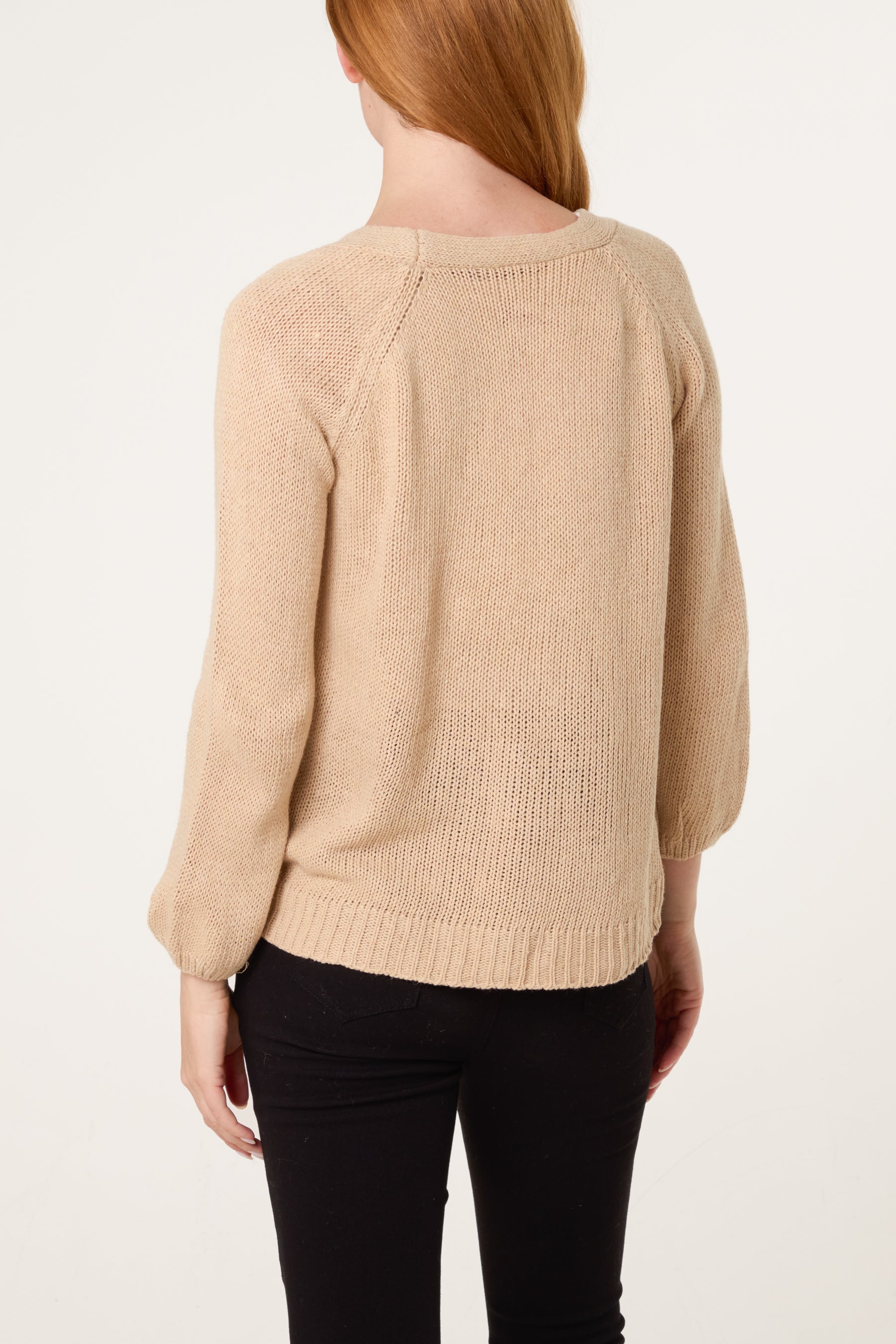 Ribbed Edge Open Knit Cardigan
