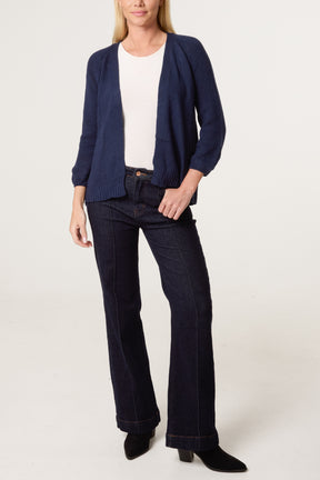 Ribbed Edge Open Knit Cardigan