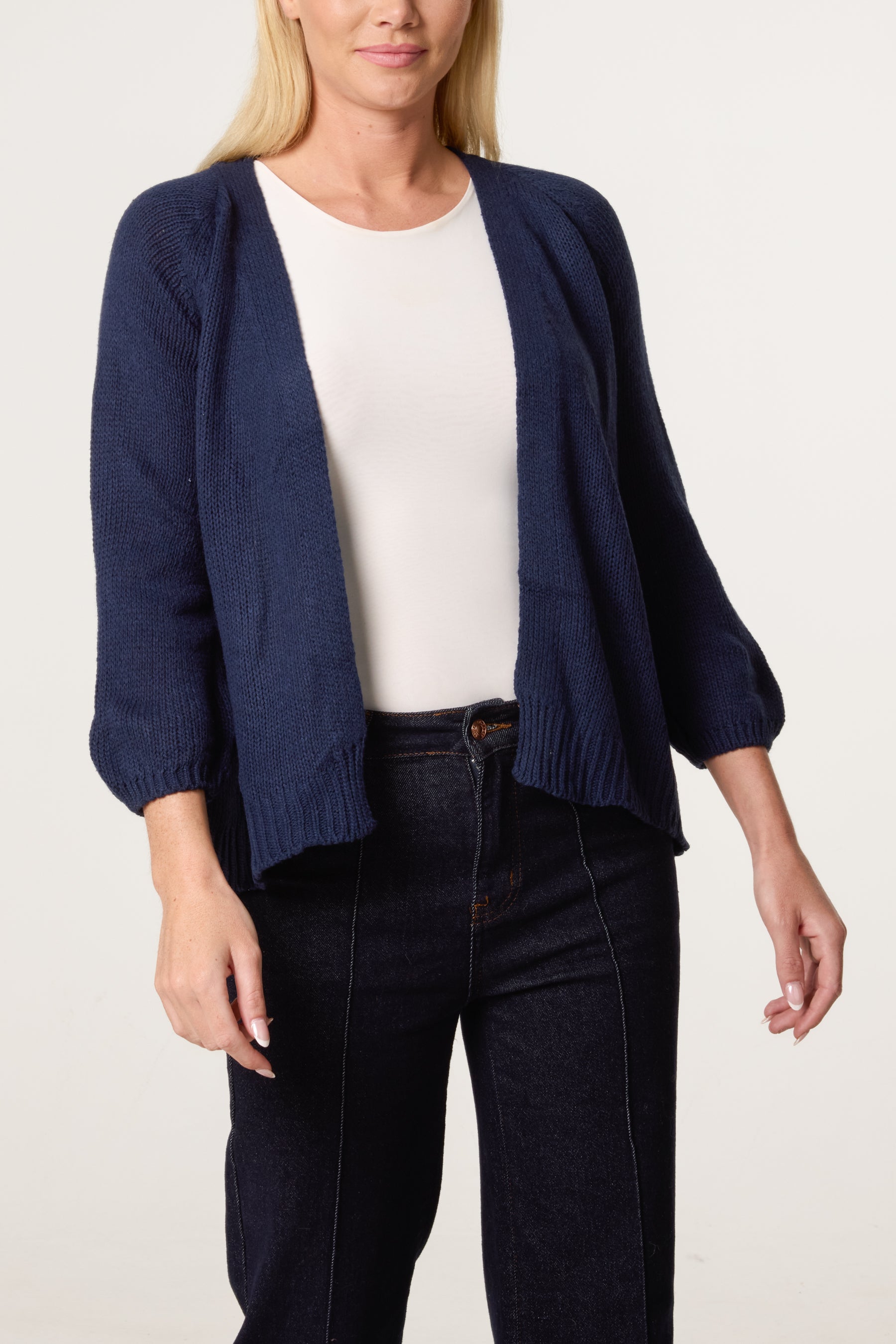 Ribbed Edge Open Knit Cardigan