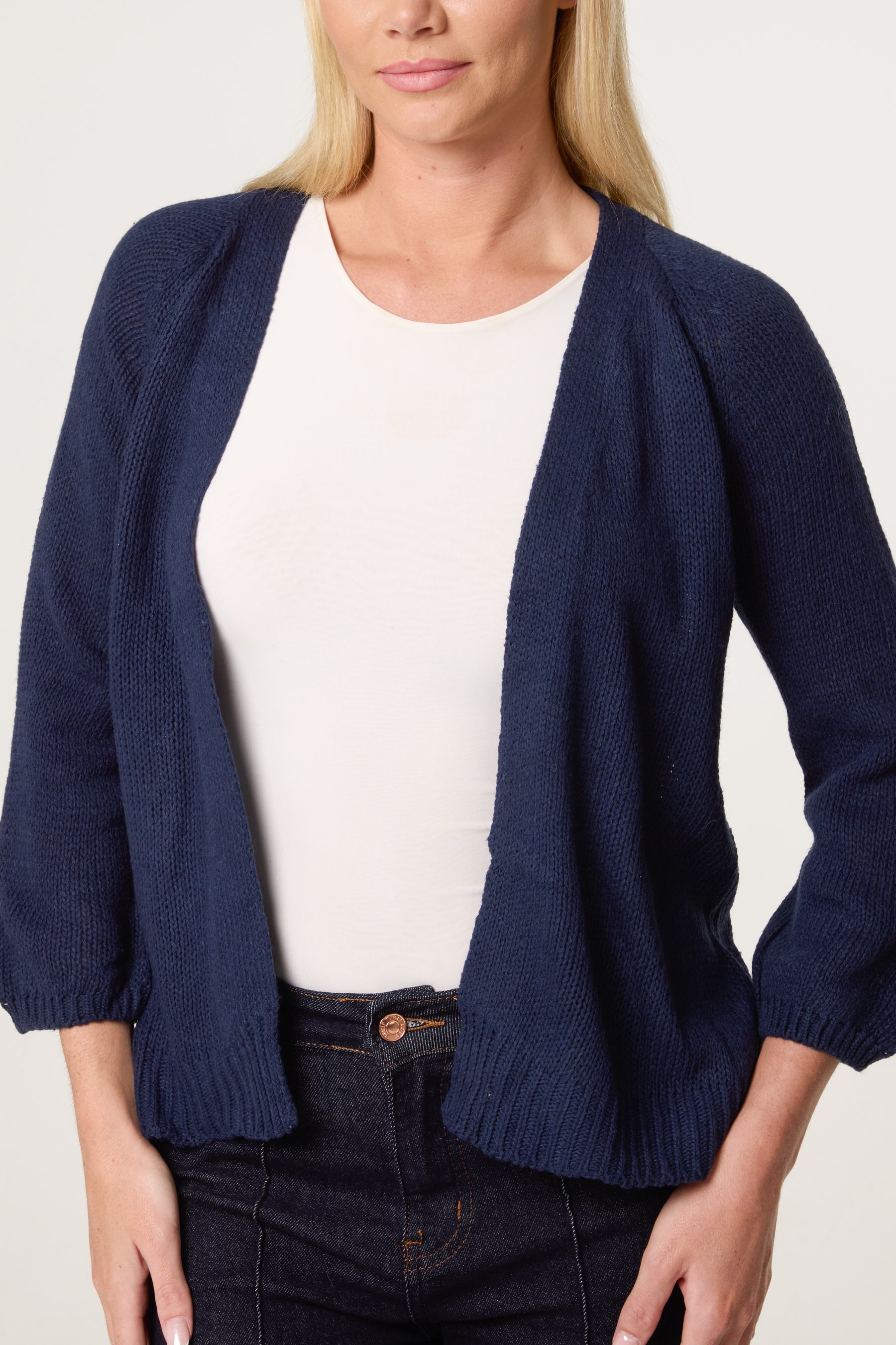 Ribbed Edge Open Knit Cardigan