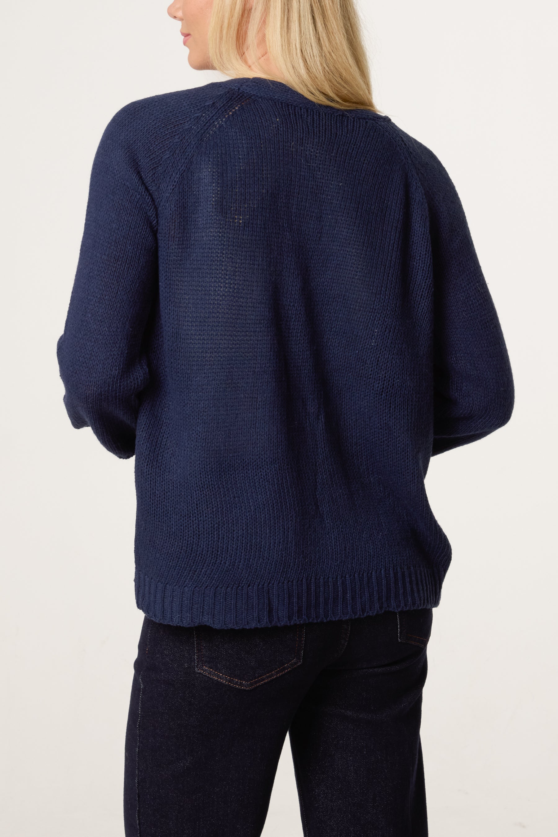 Ribbed Edge Open Knit Cardigan