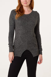 Round Split Hem Fine Knit Jumper