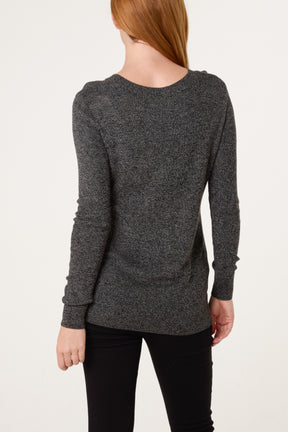 Round Split Hem Fine Knit Jumper