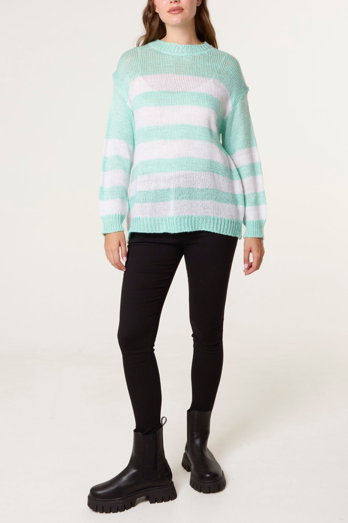 Crew Neck Striped Knit Jumper