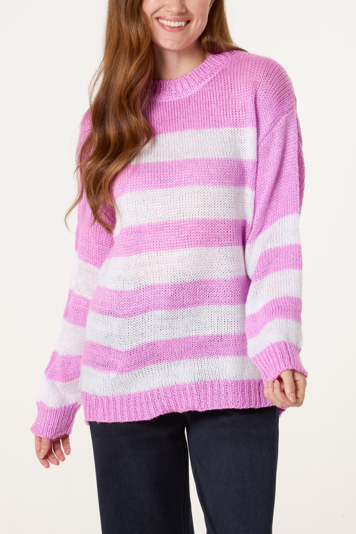 Crew Neck Striped Knit Jumper