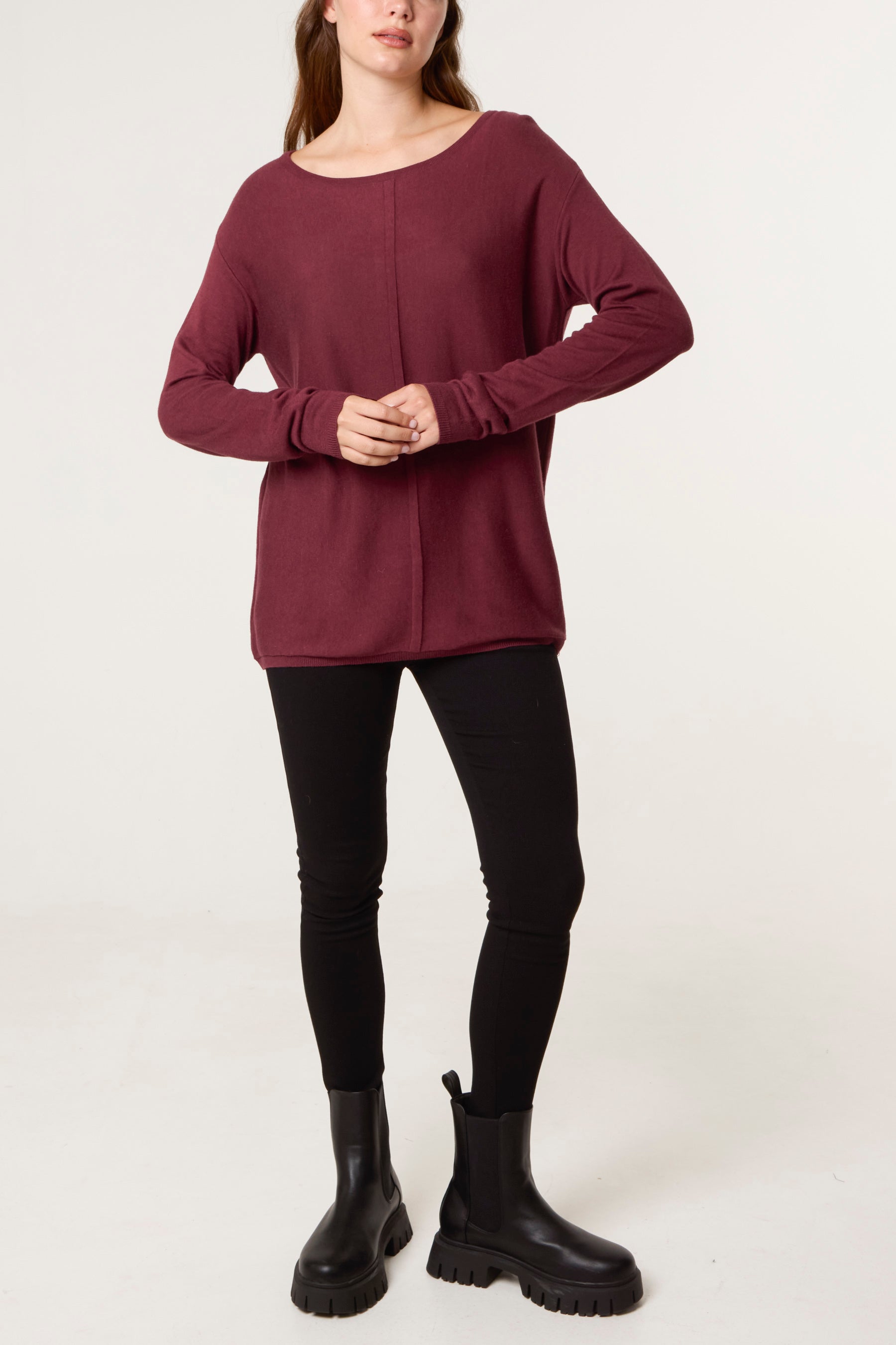 Line Front Round Neck Jumper