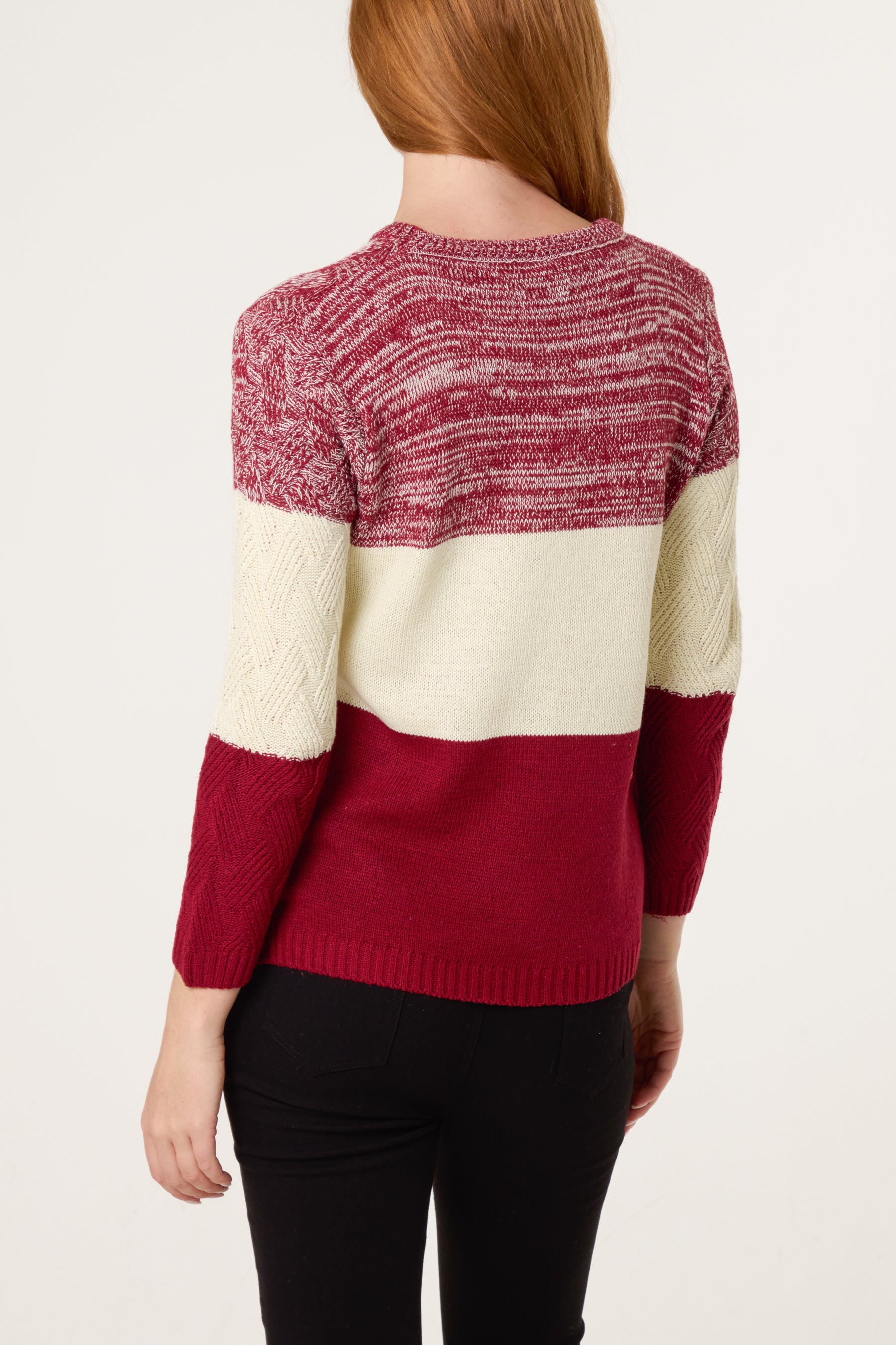 Wine Block Pattern Knit Jumper
