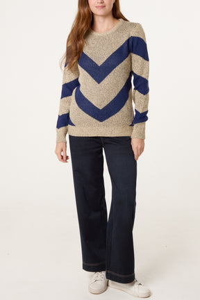 Beige Chevron Stripe Jumper