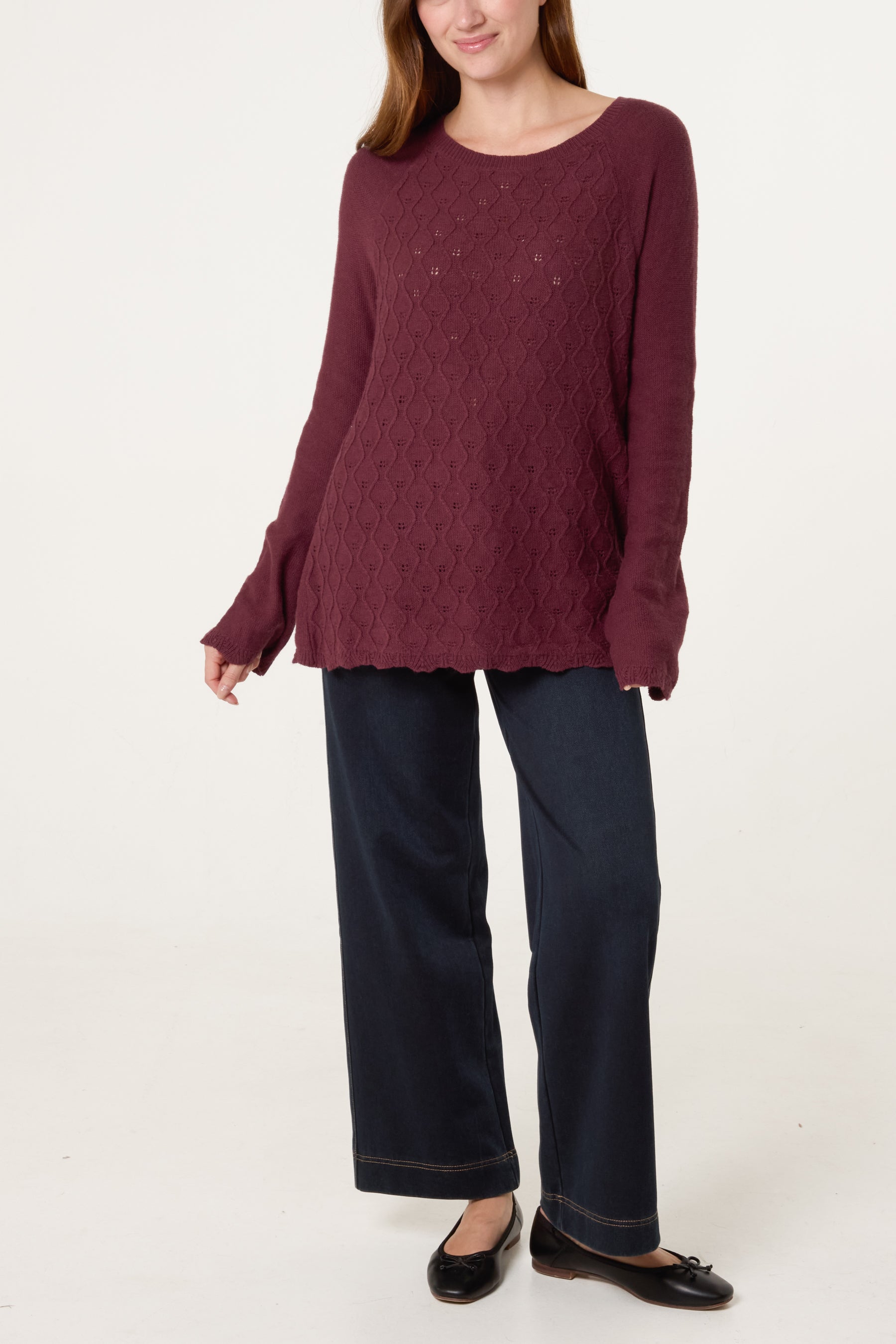 Scallop Edge Patterned Jumper