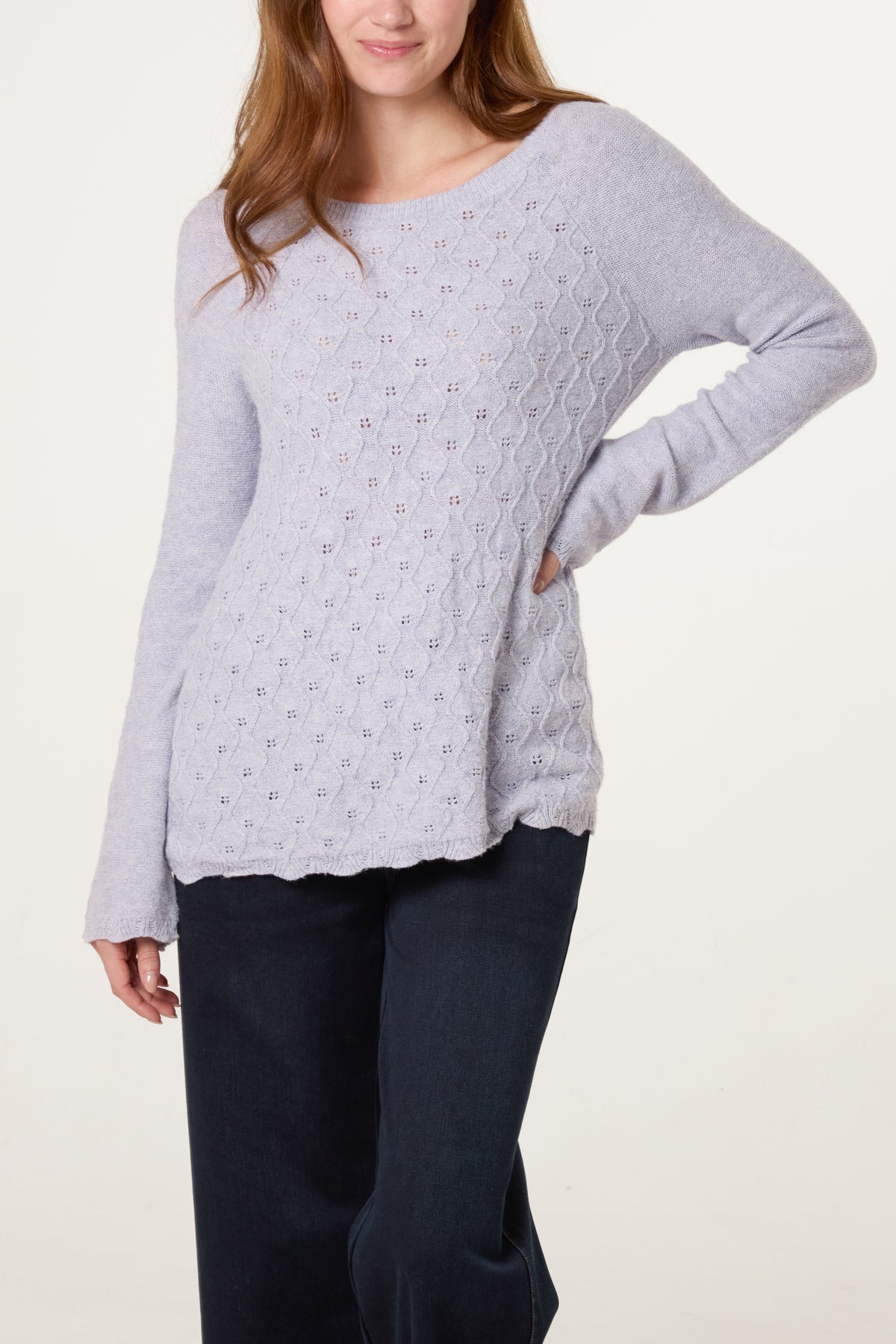 Scallop Edge Patterned Jumper