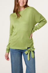 Bow Tie Side Fine Knit Jumper