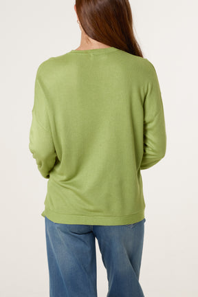 Bow Tie Side Fine Knit Jumper