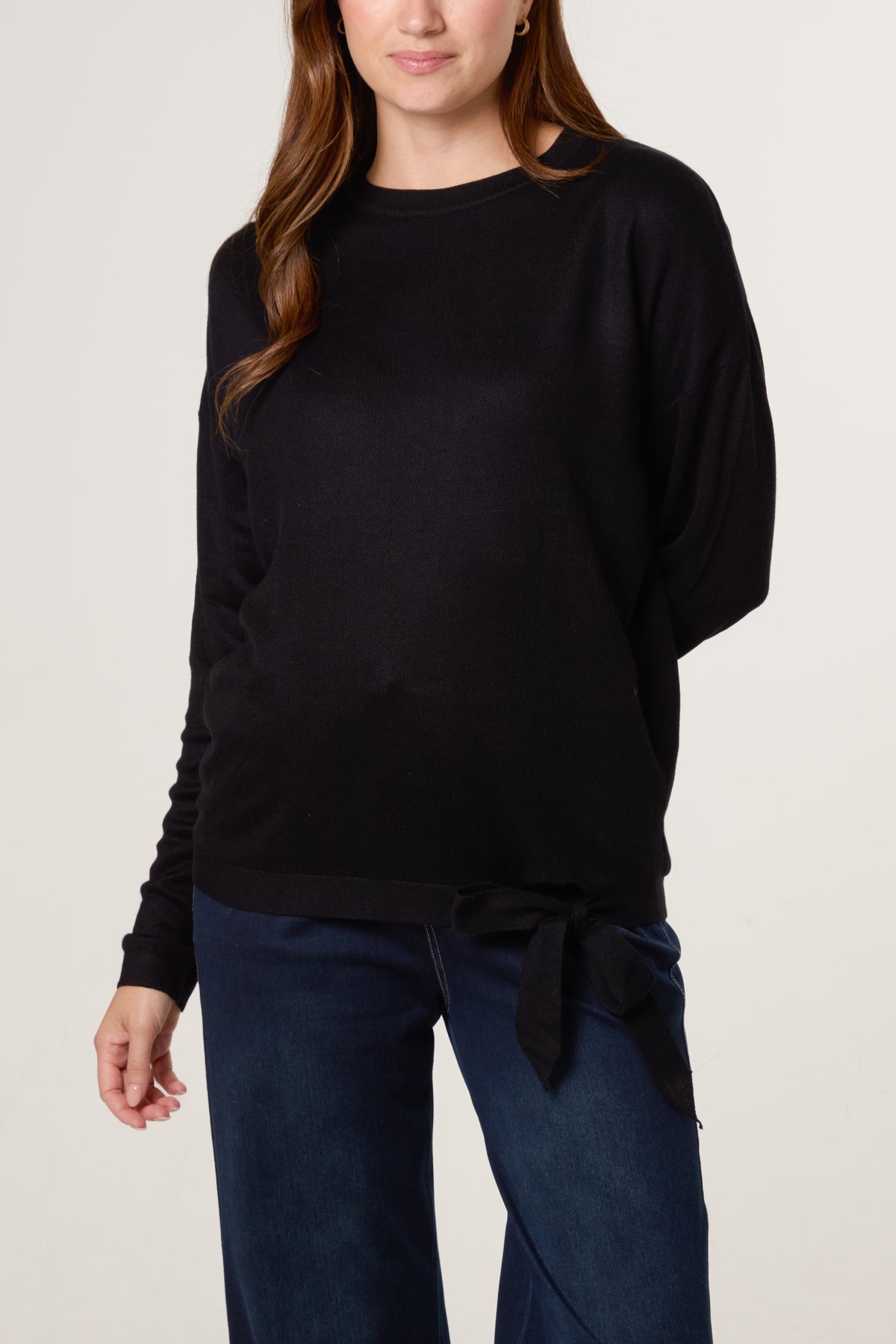 Bow Tie Side Fine Knit Jumper