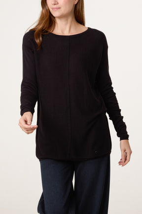 Line Front Round Neck Jumper