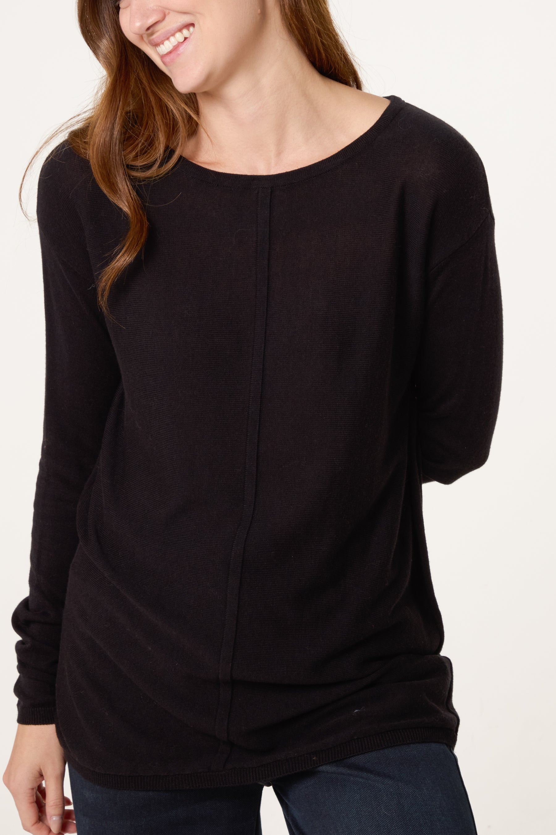 Line Front Round Neck Jumper