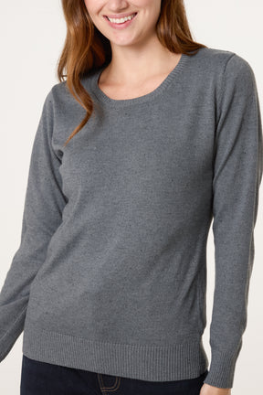 Ribbed Edge Round Neck Jumper