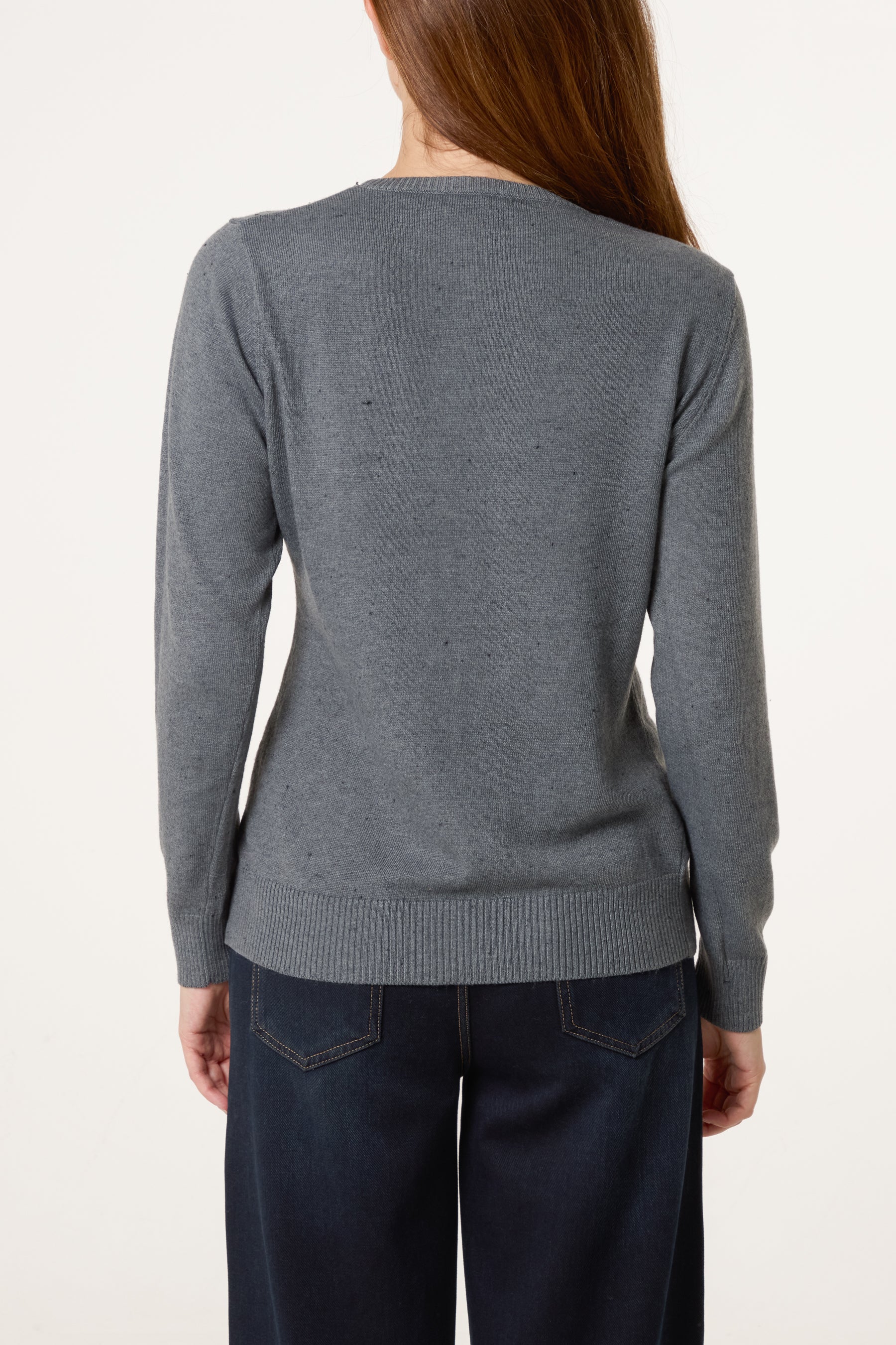 Ribbed Edge Round Neck Jumper