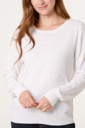Ribbed Edge Round Neck Jumper