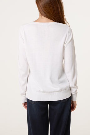 Ribbed Edge Round Neck Jumper