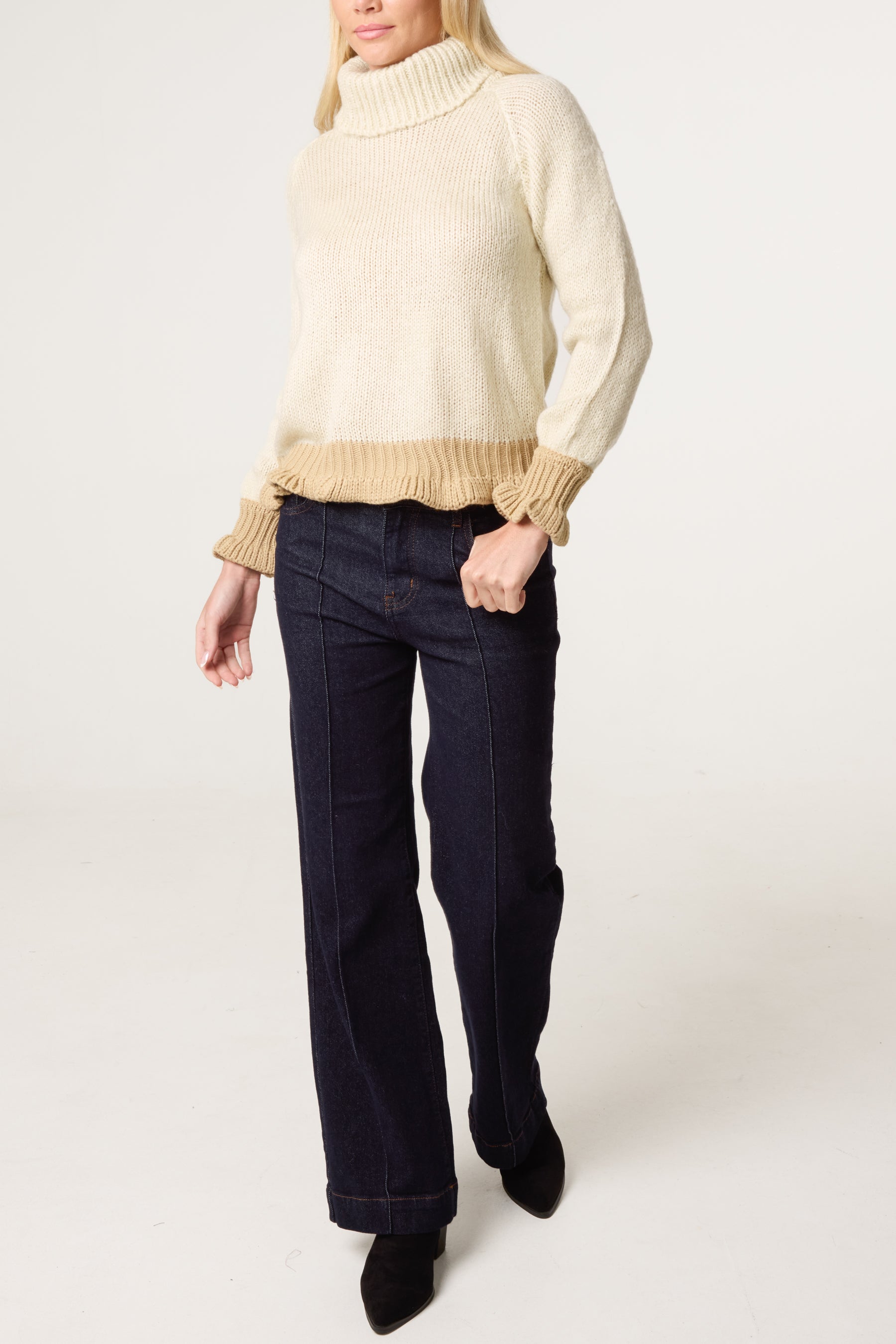 Frilled Edge Roll Neck Jumper