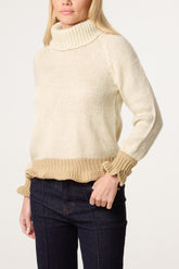 Frilled Edge Roll Neck Jumper